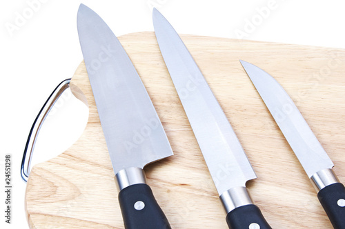 cutting board with a knife