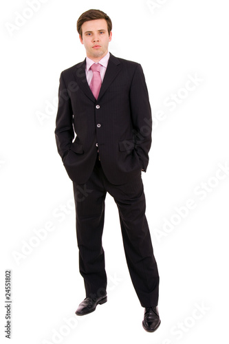 young business man full body isolated on white background