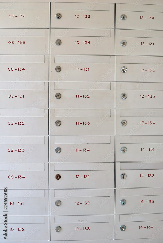Row of letter boxes Row of letter boxes