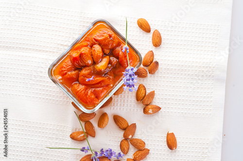 Apricot jam with almonds