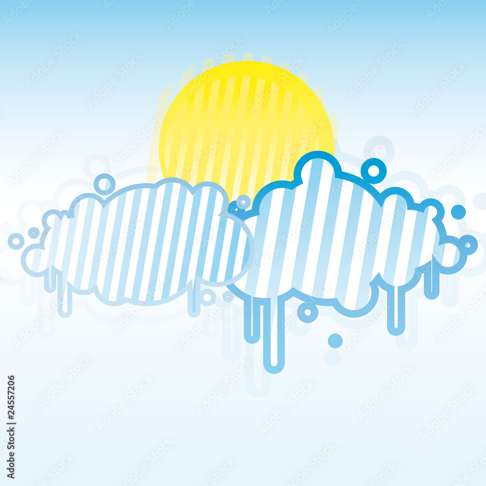 sky, sun and clouds vector