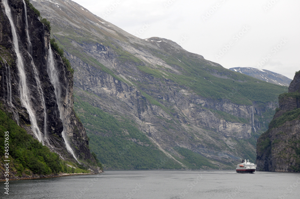 Bridal Veil waterfall on Geirangerfjord