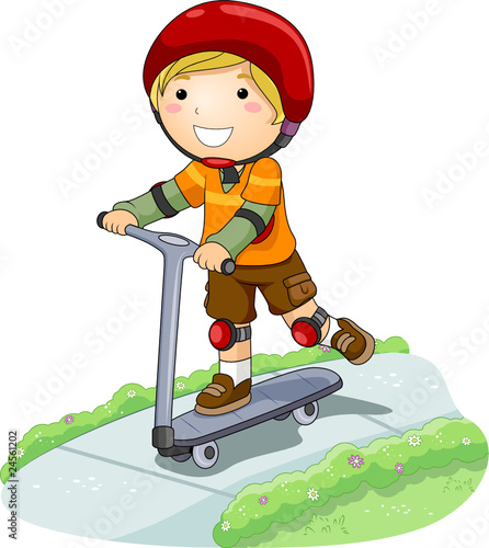 Boy On Scooter In The Park
