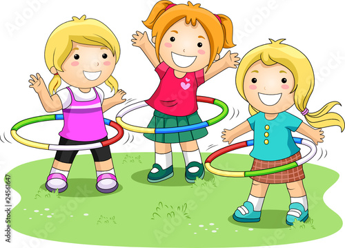 Children Playing Hula Hoops In The Park