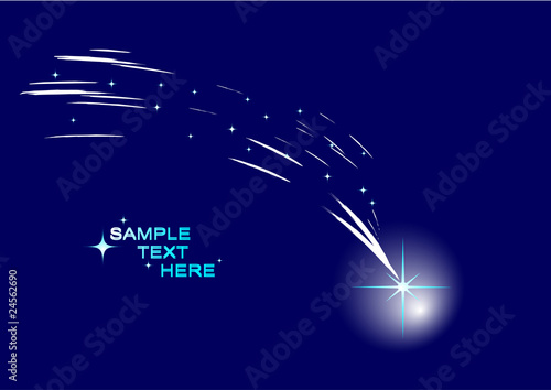 Abstract comet with stars. Vector illustration.
