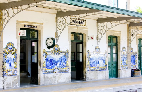 tiles (azulejos) at railway station of Pinhao, Douro Valley, Por