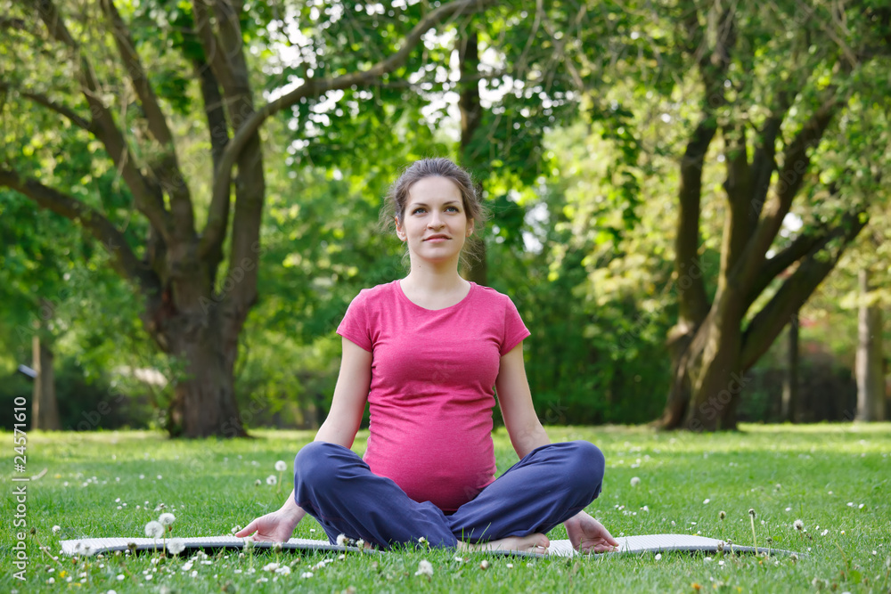 Beautiful pregnant woman relaxing in the park Beautiful pregnant woman relaxing in the park