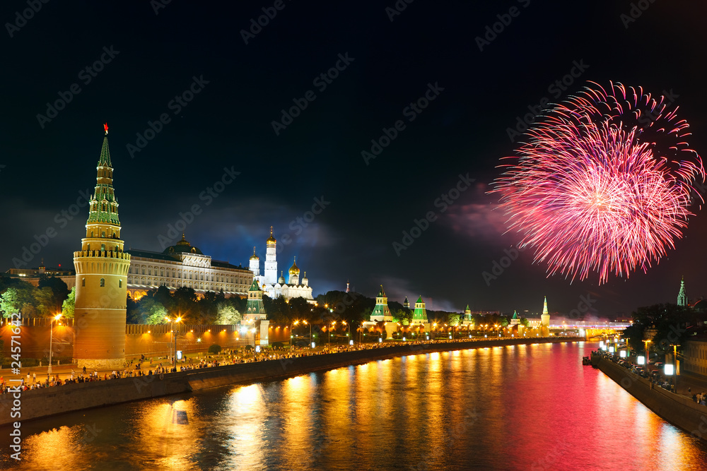 Fototapeta premium Fireworks over Moscow kremlin