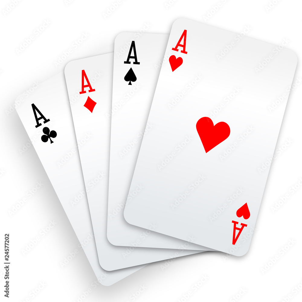 Naklejka premium Four aces playing cards poker winner hand