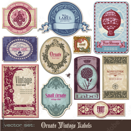 set of decorative vintage labels for all purposes