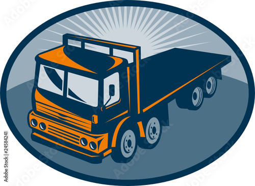Flatbed truck viewed from a high angle