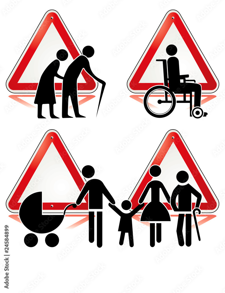 Vorsicht Behinderte Stock-Vektorgrafik | Adobe Stock