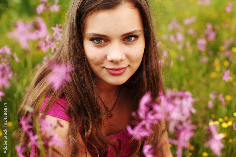 woman on pink flower field woman on pink flower field