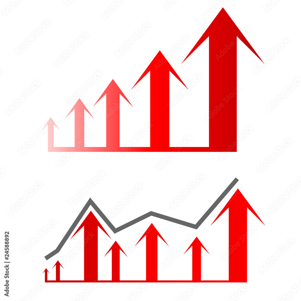 Business Graph with arrow showing profits and gains. Vector. Business Graph with arrow showing profits and gains. Vector.