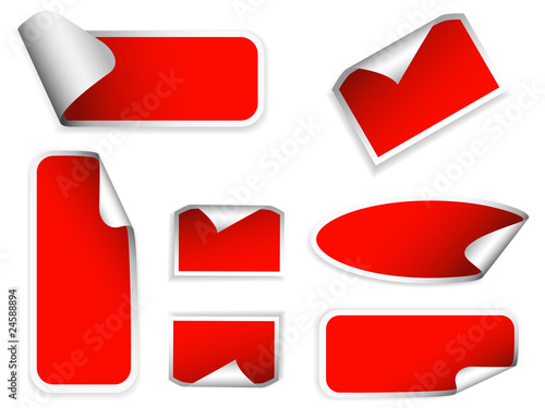 Realistic stickers with peeling corners. Vector illustration.