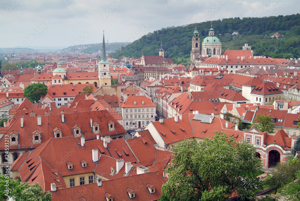 Red roofs of Prague seen from Hradcany.