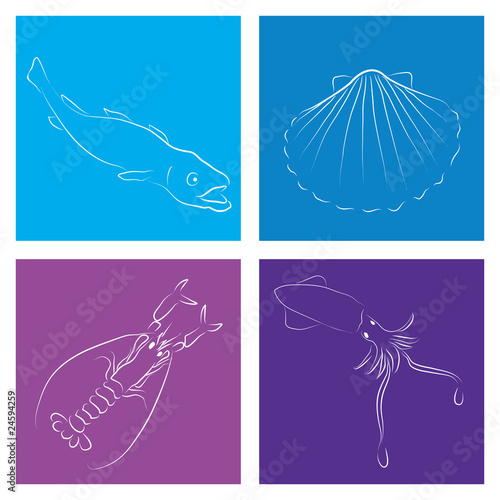Silueta estilizada de animales para pescaderia