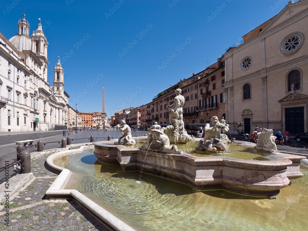 Fototapeta premium Piazza Navona, fontana del Moro, 1654, Roma