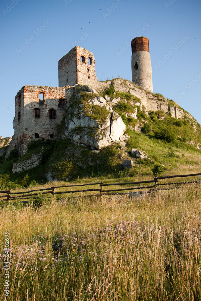 Old castle ruins in Olsztyn near Czestochowa in Poland