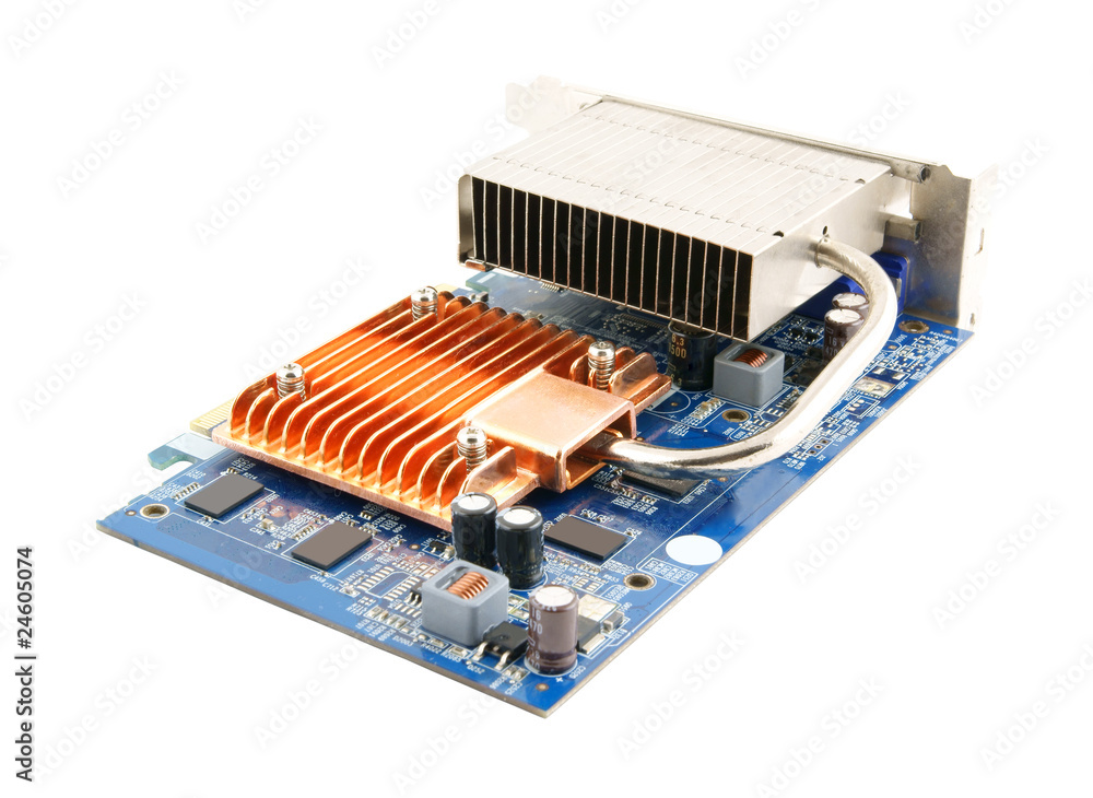Electronic circuit board, computer device isolated on white Electronic circuit board, computer device isolated on white