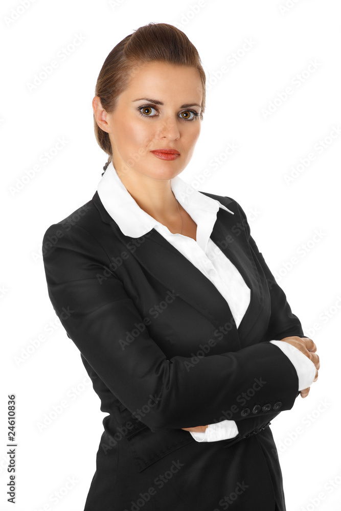modern business woman with crossed arms on chest isolated modern business woman with crossed arms on chest isolated
