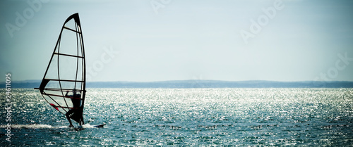 windsurfer panorama against a crystal sea