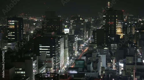 Time lapse Hiroshima City street scene at night