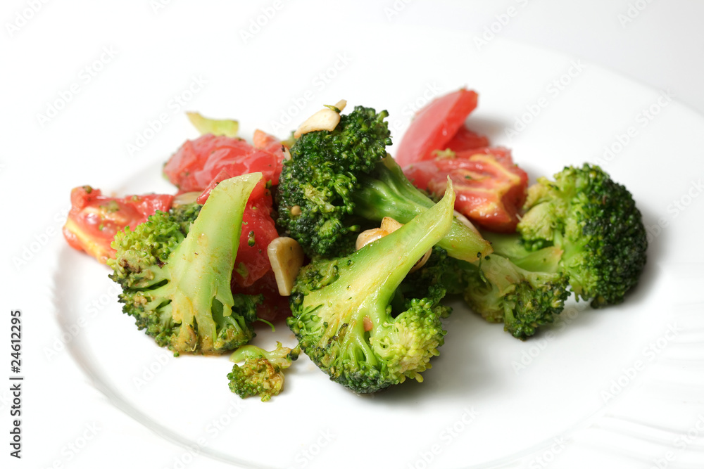 salad of broccoli on a white plate salad of broccoli on a white plate