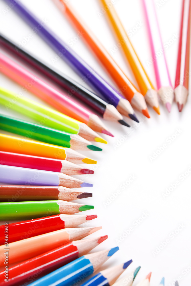 Fototapeta premium Color pencils on white background