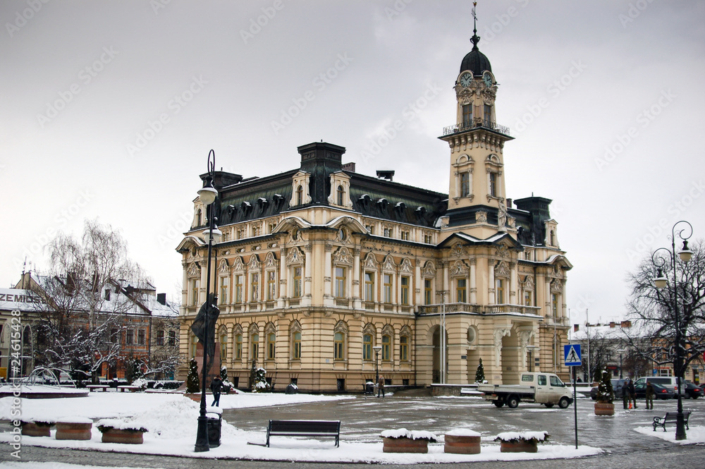 Town hall at provincial city in Poland.