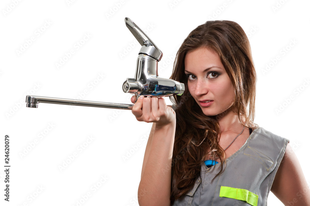 Pretty smiling plumber Pretty smiling plumber
