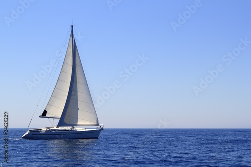 beautiful sailboat sailing sails blue Mediterranean © lunamarina