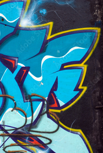 Graffiti with black and blue colors