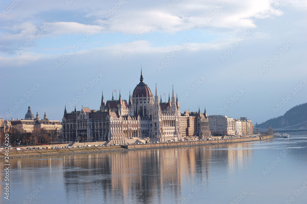 Parliament Building and River Danube - Budapest, Hungary Parliament Building and River Danube - Budapest, Hungary
