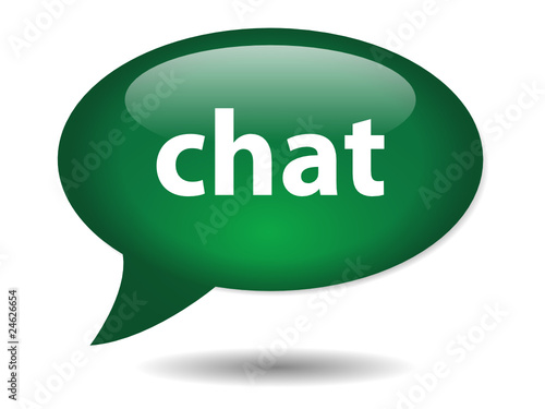 CHAT speech bubble icon (web button internet message live green)