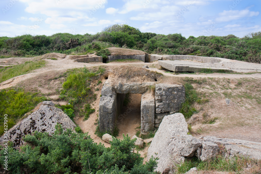 Destroyed WW2 bunker at Point du Hoc