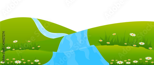Vector Country Landscape with river