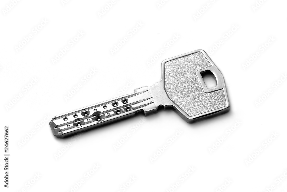 Silver isolated key close-up Silver isolated key close-up