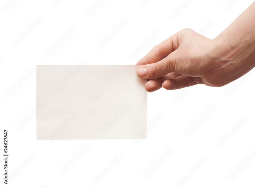 Fototapeta premium hand holding white empty paper