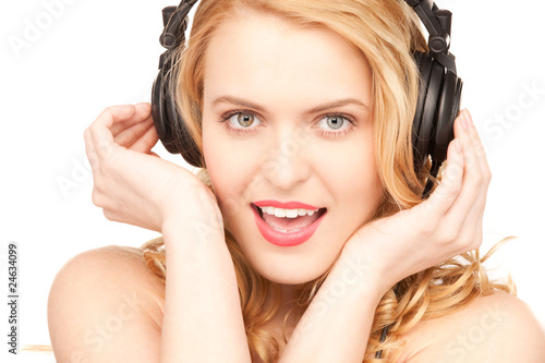 happy woman in headphones
