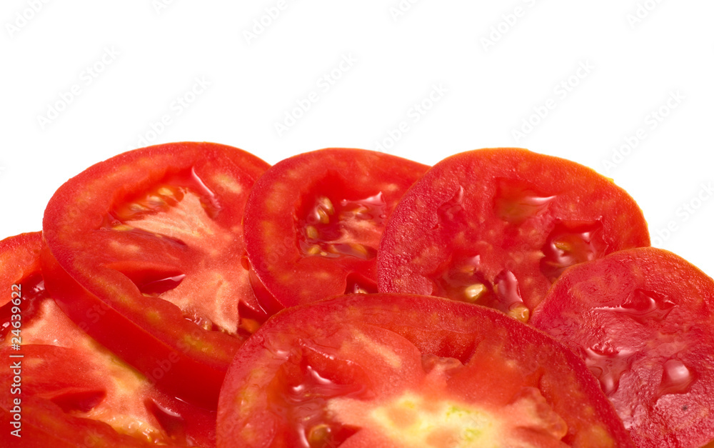 Slices of tomato. Slices of tomato.