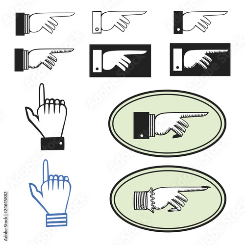 Set of pointing hands