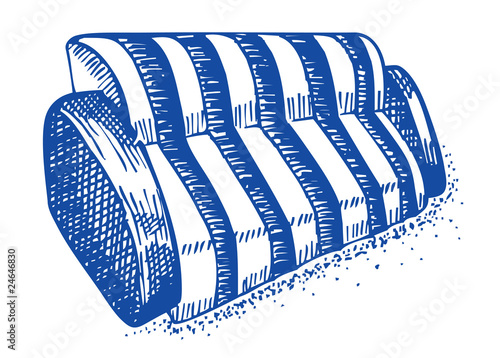 Blue-white striped sofa