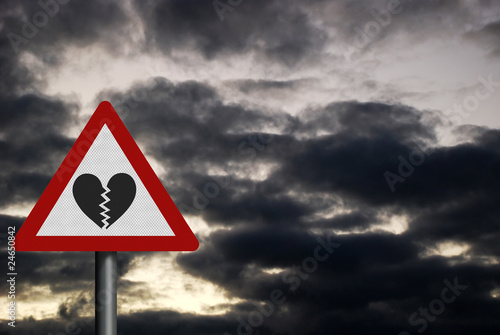 Photo realistic 'broken heart' sign - with space for your text