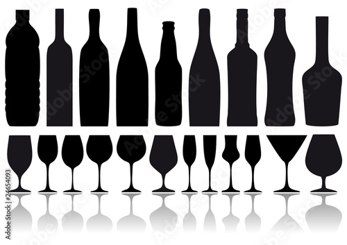 wine bottles and glasses, vector #24654093