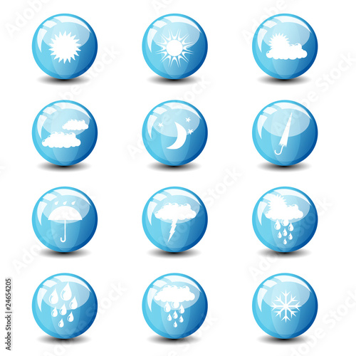 weather blue glossy icon set