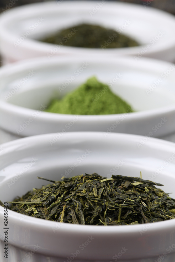 Tea collection - bancha and sencha green tea and matcha powder Tea collection - bancha and sencha green tea and matcha powder