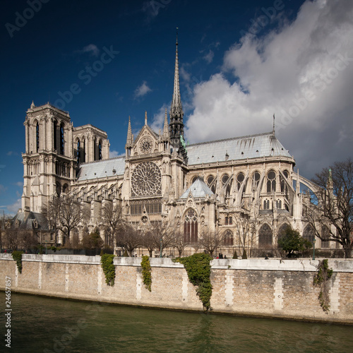 The Notre dame de Paris church side view
