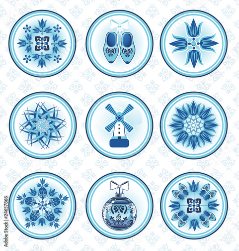 Nine Icons in Dutch color style