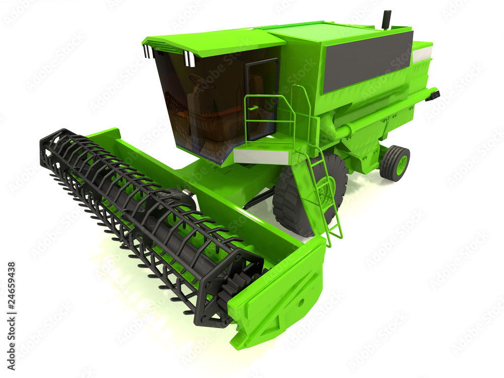 Green agricultural combine-harvester